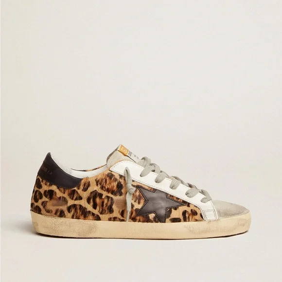 Golden Goose Superstar Sneaker in Leopard/Black Leather sz 37 New in Box - Picture 2 of 11